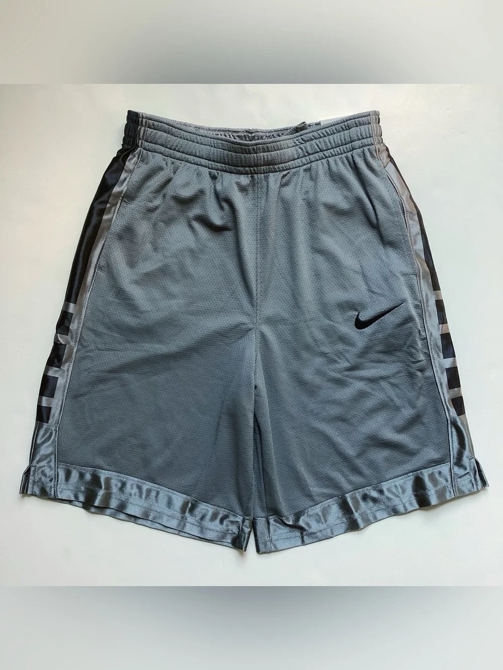 Nike Elite Gray Athletic Performance Shorts with Black Swoosh